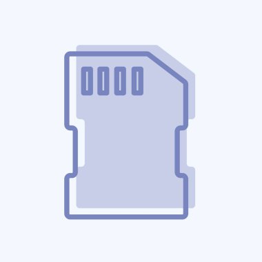 Yumuşak mavi arkaplanda izole edilmiş iki ton biçiminde çip simgesi