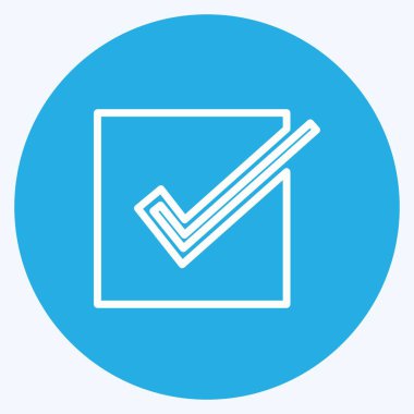 Yumuşak mavi arkaplanda izole edilmiş modaya uygun mavi göz biçimi olan Simgeyi onayla