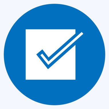 Yumuşak mavi arkaplanda izole edilmiş modaya uygun uzun gölge biçiminde Simge Düzeni Onayla