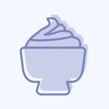 Krem Bowl Simgesi yumuşak mavi arkaplanda izole edilmiş iki ton biçiminde