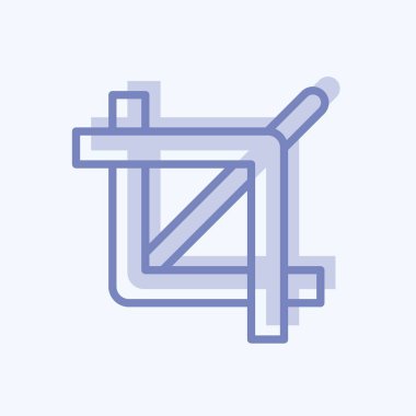 Yumuşak mavi arkaplanda izole edilmiş iki ton biçiminde kırpma simgesi