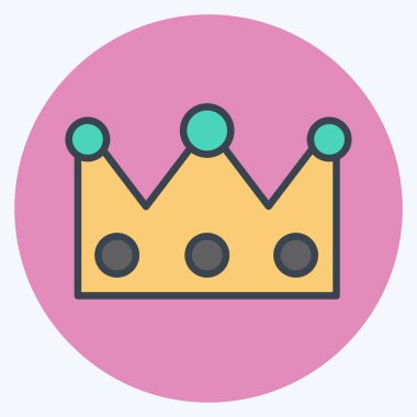Yumuşak mavi arkaplanda izole edilmiş moda renk arkadaşı biçiminde Crown Simgesi