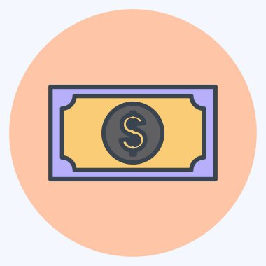 Dollar Simgesi yumuşak mavi arkaplanda izole edilmiş moda renk eşi biçimi