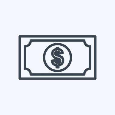 Dollar Simgesi yumuşak mavi arkaplanda izole edilmiş moda satır biçimi