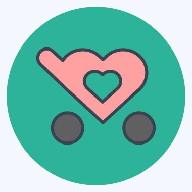 Yumuşak mavi arkaplanda izole edilmiş moda renk arkadaşı biçiminde favori Simge