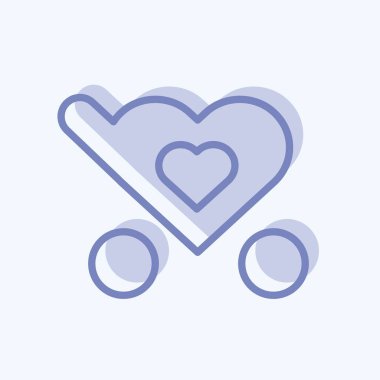 Yumuşak mavi arkaplanda izole edilmiş iki ton biçiminde favori Simge