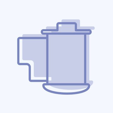 Yumuşak mavi arkaplanda izole edilmiş iki ton tarzında film makarası simgesi