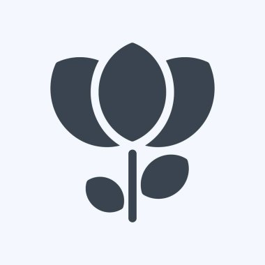 Yumuşak mavi arkaplanda izole edilmiş modaya uygun kabartma biçiminde çiçek simgesi