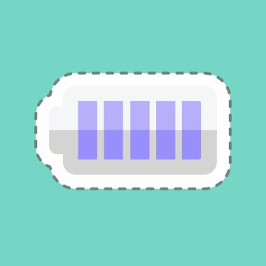 Moda satırında tam pil etiketi mavi arkaplanda izole edildi