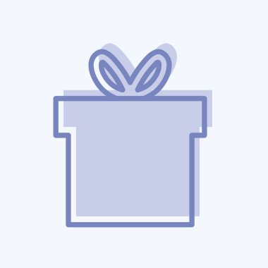 Hediye kutusu simgesi yumuşak mavi arkaplanda izole edilmiş iki ton biçiminde