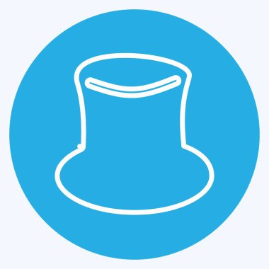 Yumuşak mavi arkaplanda izole edilmiş modaya uygun mavi gözler tarzındaki Şapka Simgesi