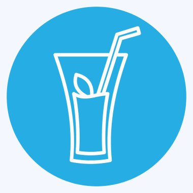 Modaya uygun mavi gözlü Bitki İçeceği Simgesi yumuşak mavi arka planda izole