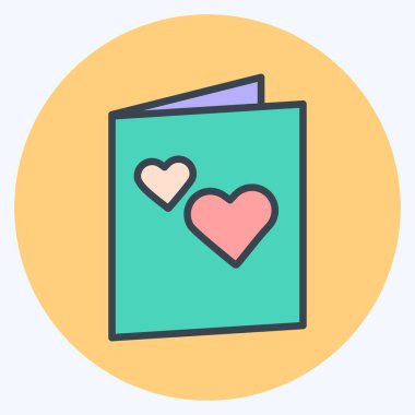 Yumuşak mavi arkaplanda izole edilmiş moda renk eşi biçiminde Davet Kart Simgesi Simgesi