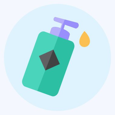 Losyon Şişe Simgesi yumuşak mavi arkaplanda izole edilmiş modada düz stil