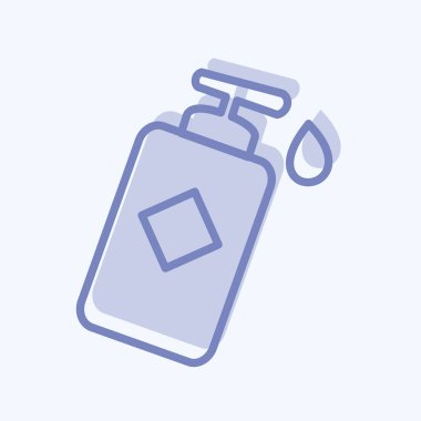 Losyon Şişe Simgesi yumuşak mavi arkaplanda izole edilmiş iki ton biçimi