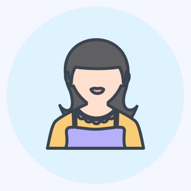 Moda renk arkadaşı tarzında hizmetçi simgesi yumuşak mavi arkaplanda izole