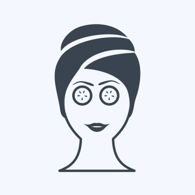 Yumuşak mavi arkaplanda izole edilmiş modaya uygun kabartma biçiminde Yüz Simgesi Maskesi