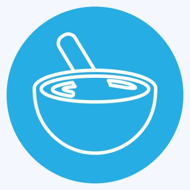 Bowl Simgesini, yumuşak mavi arkaplanda izole edilmiş modaya uygun mavi gözlerle karıştırma