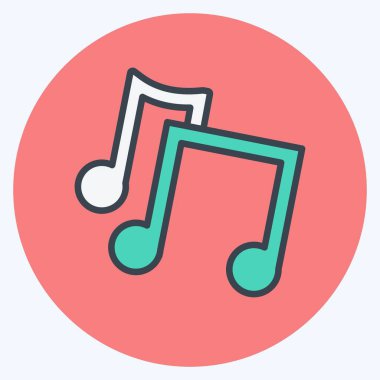 Müzik Notaları Simgesi yumuşak mavi arkaplanda izole edilmiş moda renk eşi biçimi