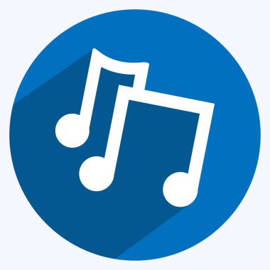 Müzik Notaları Simgesi yumuşak mavi arkaplanda izole edilmiş modaya uygun uzun gölge biçimi