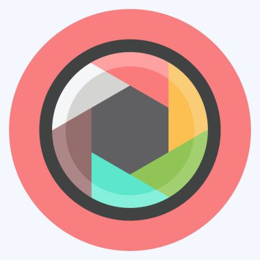 Yumuşak mavi arkaplanda izole edilmiş modayı gösteren Optik Diyafram Simgesi