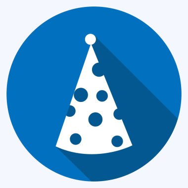 Parti Şapkası I Simgesi yumuşak mavi arkaplanda izole edilmiş uzun gölge tarzı