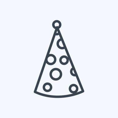 Parti Şapkası I simgesi yumuşak mavi arkaplanda izole edilmiş moda satır biçimi