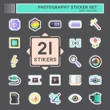 Fotoğraf Etiketi Siyah arkaplanda izole edilmiş modada ayarlandı