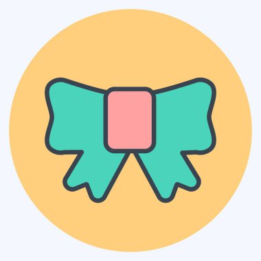 Moda renk eşi biçiminde kurdele Simgesi yumuşak mavi arkaplanda izole