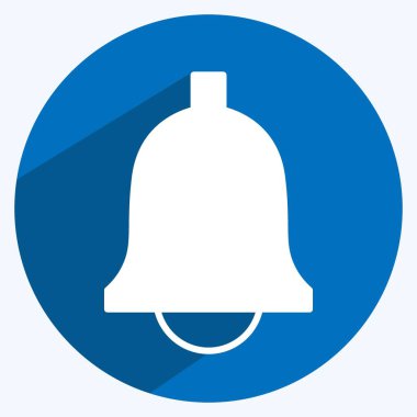 Çalan Çan Simgesi yumuşak mavi arkaplanda izole edilmiş modaya uygun uzun gölge tarzında