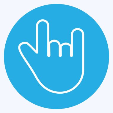 Rock n Roll Simgesi modayı takip eden mavi gözler yumuşak mavi arkaplanda izole