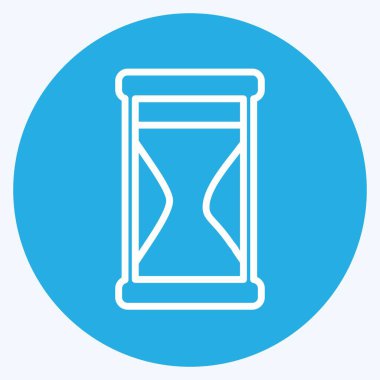 Yumuşak mavi arkaplanda izole edilmiş, modaya uygun mavi gözlü kum camı simgesi