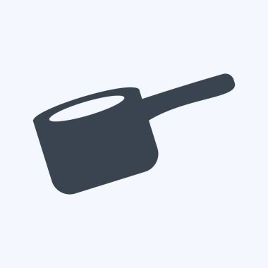 Yumuşak mavi arkaplanda izole edilmiş modaya uygun kabartma biçiminde sos Pan Simgesi