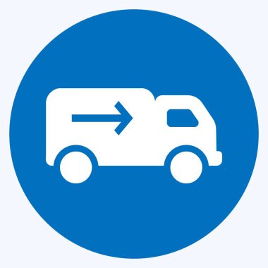 Sevkiyat Simgesi yumuşak mavi arkaplanda izole edilmiş modaya uygun uzun gölge biçimi