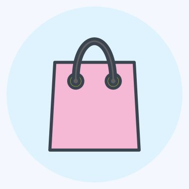 Alışveriş Torbası Simgesi, yumuşak mavi arkaplanda izole edilmiş moda renk arkadaşı tarzında