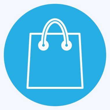 Alışveriş Torbası Simgesi son moda mavi gözler tarzında yumuşak mavi arkaplanda izole ediliyor