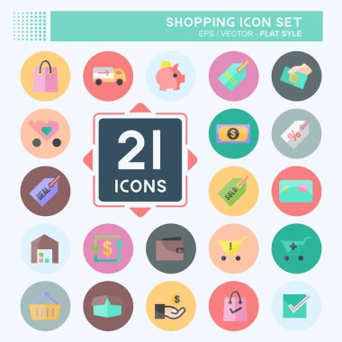 Alışveriş Simgesi Yumuşak mavi arkaplanda izole edilmiş modaya uygun düz bir şekilde ayarlandı