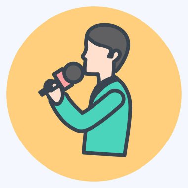 Yumuşak mavi arkaplanda izole edilmiş moda renk eşi tarzında ikon söylemek