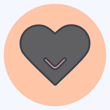 Yumuşak mavi arkaplanda izole edilmiş moda renk eşi tarzında Tek Kalp Simgesi