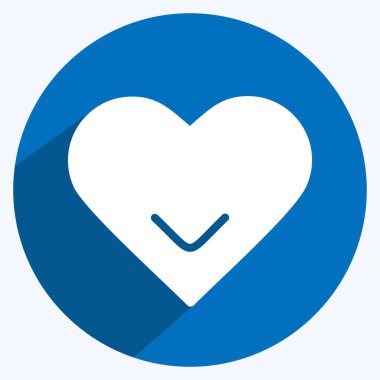 Yumuşak mavi arkaplanda izole edilmiş modaya uygun uzun gölge biçiminde Tek Kalp Simgesi