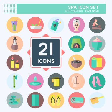 Yumuşak mavi arkaplanda izole edilmiş modaya uygun düz bir biçimde Spa Simgesi Ayarlandı