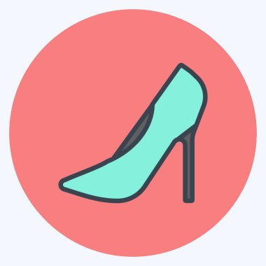 Stilettos Simgesi, yumuşak mavi arkaplanda izole edilmiş moda renk eşi tarzında