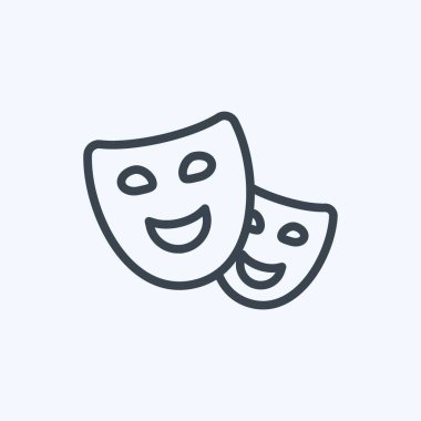 Yumuşak mavi arkaplanda izole edilmiş moda çizgi biçimindeki Theater Simgesi