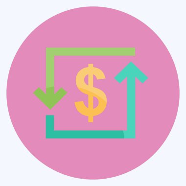 Yumuşak mavi arkaplanda izole edilmiş trend düz biçiminde aktarım simgesi