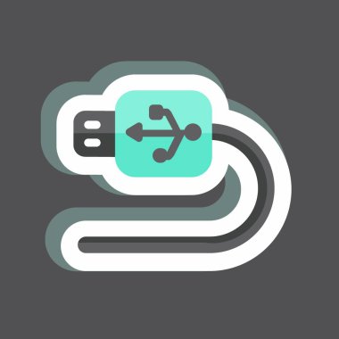 Siyah arkaplanda izole edilmiş USB Kablo Etiketi