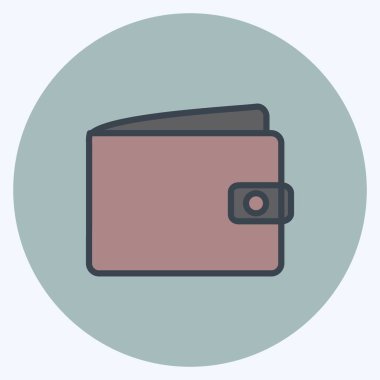 Cüzdan Simgesi yumuşak mavi arkaplanda izole edilmiş moda renk arkadaşı biçimi