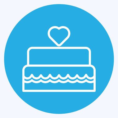 Düğün Pastası I Simgesi moda mavi gözler tarzında yumuşak mavi arkaplanda izole