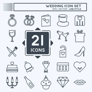 Düğün Simgesi Yumuşak mavi arkaplanda izole edilmiş moda satır biçiminde belirlendi