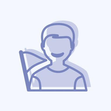 Bayrak Simgesi yumuşak mavi arkaplanda izole edilmiş iki ton tarzında tutuluyor