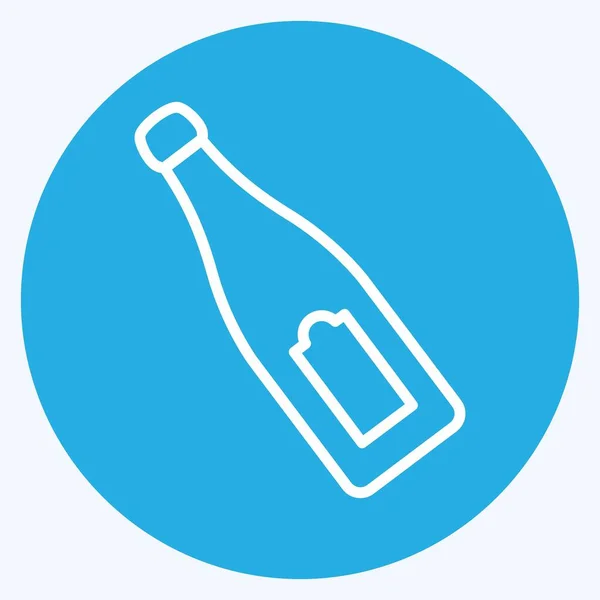 Champagne Bottle Icon Trendy Blue Eyes Style Isolated Soft Blue — Vetor de Stock